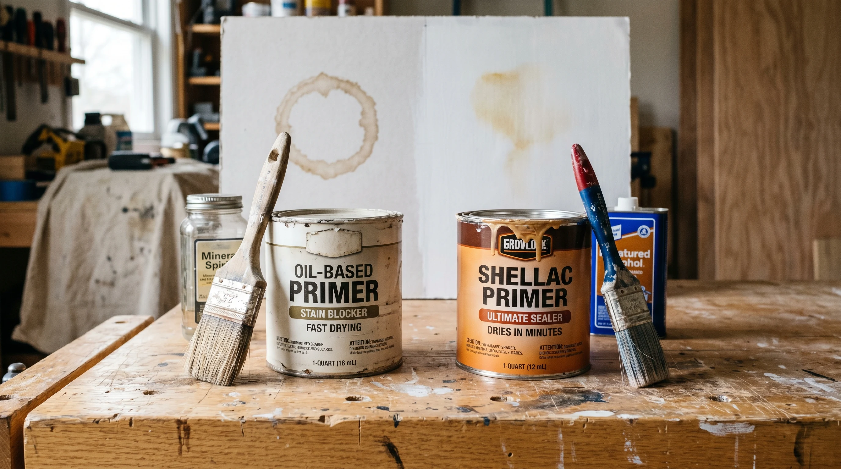 Oil Primer vs Shellac Primer: Cover Stain vs BIN, by Substrate and Stain