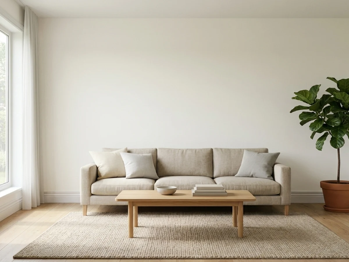 Living room painted in Benjamin Moore White Dove